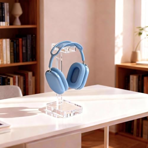 Headphone Stand Headset Holder for Desk, Solid Christal-Clear Acrylic with Stable Base Earphone Hanger for Gaming Room Office Accessories - color: Clear