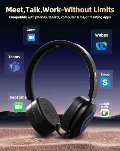 Wireless Headset with Mic for Work, Bluetooth Headset with Noise Cancelling | Wireless Headphones with Mic & USB Dongle, 40H & Mute, Ideal for PC/Call Center/Computer/Laptop/Study
