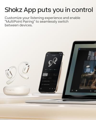 SHOKZ OpenFit 2 Open-Ear Earhook Bluetooth Earbuds, White,48H Playtime | Bundle with Carrying Bag; Powerful bass; IP55 Water-Resistant; AI call clarity; Bluetooth 5.4; Gym/outdoor/home use - color: Beige, style: Charging：USB-C
