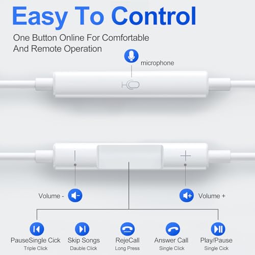 USB C Headphones 3 Pack,Type C Earphones for iPhone 17 16 15 Pro Max Plus iPad Pro Wired USB C Earbuds with Microphone & Remote Control Earphones for Samsung Galaxy S26 S25 S24 Google Pixel