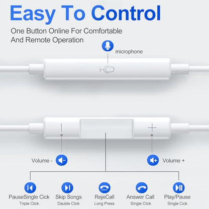 USB C Headphones 3 Pack,Type C Earphones for iPhone 17 16 15 Pro Max Plus iPad Pro Wired USB C Earbuds with Microphone & Remote Control Earphones for Samsung Galaxy S26 S25 S24 Google Pixel
