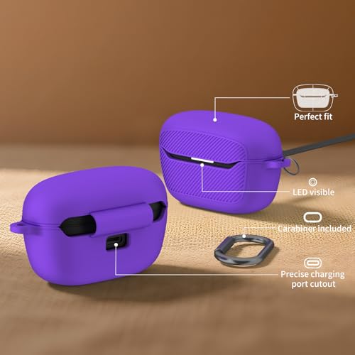 OAJ Soft Silicone Protective Case Cover for JBL Endurance Race 2, Front LED Visible, Compatible with JBL Endurance Race 2 Charging Case with Carabiner & Cleaner kit(Purple) - color: Purple