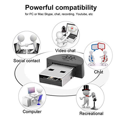 Mini USB Microphone for Computer, Noise Reduction MIC Recording for Desktop PC, Free Audio Receiver Adapter for Web Chat Video Conferencing MSN fit USB Interface