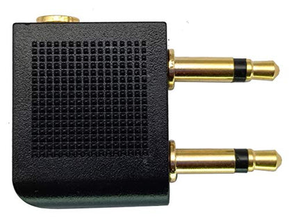 Dual 3.5mm (1/8") Male to 3.5mm Female AUX Audio Jack Adapter Converter for Using Headphone on Airplane Airline Flight (2 Pack)