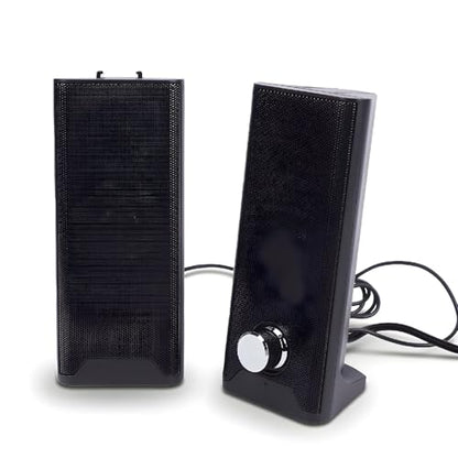 Zunate 2 in 1 Computer Speaker USB Powered with Volume Knob, 3.5mm Plug and Play Stereo Speakers for PC Laptop Desktop Monitor, Compact Gaming Audio Sound Bar Design