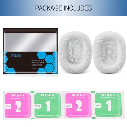 GEVO Upgraded Ear Cushions Replacement Earpads for AirPods Max 1 & 2 Headphones, Protein Leather Ear Pads Ear Covers Cups with Memory Foam and Magnet for AirPods Max 1 & 2 (Silver) - color: Silver