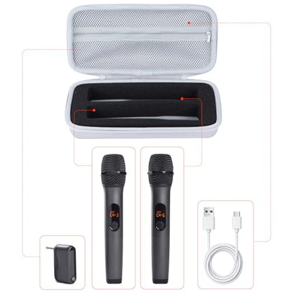 Storage Case Compatible with JBL Wireless Two Microphone System | Lightweight Carry, Secure Storage, Convenient Zipper, Soft Interior,Gray Case - color: Gray