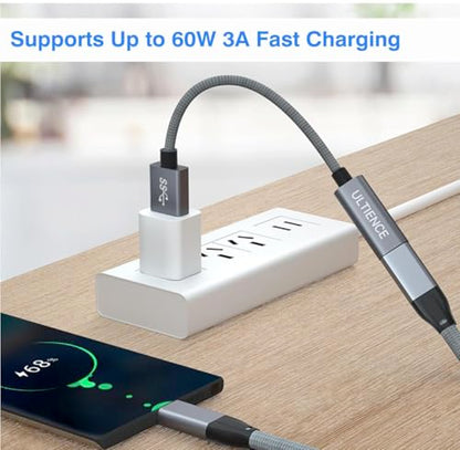 USB-C Female to USB 3.0 Male Adapter Cable, 10Gbps Ultra-Fast Transfer Speed, 60W Fast Charging, Durable Braided 1.2m Cable, Sturdy Metal Plug for Laptops, PCs & Smartphones (Grey 3.3ft) - color: Grey 3.3ft (Pack of 1)