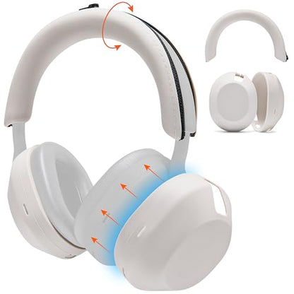 WC ShellZ XM5 - Exterior Shell & Headband Covers for Sony WH1000XM5 | Made by Wicked Cushions | Protective, Made with Premium Silicone | Silver - color: Silver