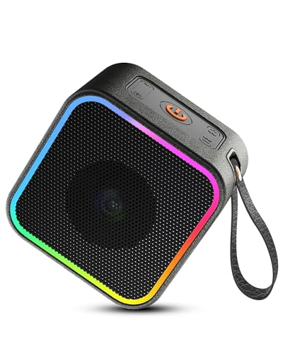 Portable Bluetooth Speaker, Wireless Speaker with Lights, Built-in Mic Bluetooth 5.3, Portable Wireless Up to 10H Playtime, 8W Powerful Crystal Punchy Bass, for Home/Outdoor/Party/Beach, Brown