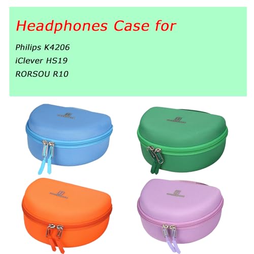 Tourmate Hard Travel Case for Philips K4206 Kids Wireless On-Ear Headphones/iClever HS19 Kids RORSOU R10 On-Ear Headphones, Protective Carrying Storage Bag (Case Only) - color: Green