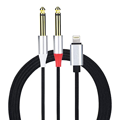 Lightning to Dual 6.35mm Mono Stereo Y-Cable Splitter Lightning to Dual 1/4 inch Audio Cable Compatible for iPhone14/13/12/11/X/XS/XR/8/7/iPad,Amplifier, Speaker, Headphone, Mixing Console