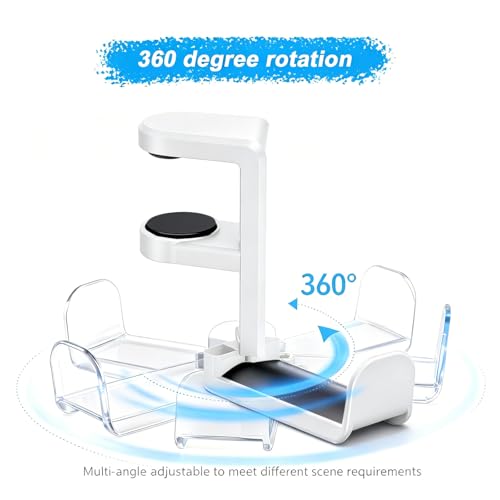 Universal Headphone Hook & Headset Holder, White | 360° Swivel, Under Desk Hook, Cable Management Clip, Universal Fit - color: White