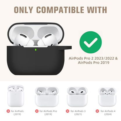 Hamile Compatible with AirPods Pro Case Protective Silicone Airpod Case Shockproof Cover Skin for Apple Airpod Pro 2019 Charging Case, with Keychain, Black - color: Black