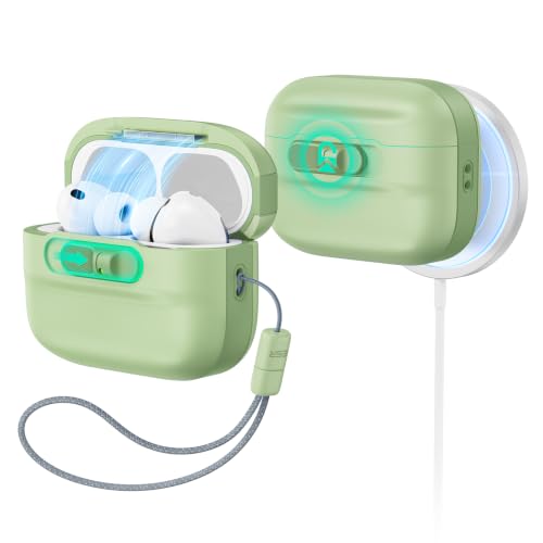 ESR for AirPods Pro 3 Case (2025), Compatible with MagSafe, Light Green | Compatible with AirPods Pro 3 (USB-C Cable), Magnetic Lid, Full Drop Protection Cover with Lanyard - color: Light Green, size: AirPods Pro 3 Case