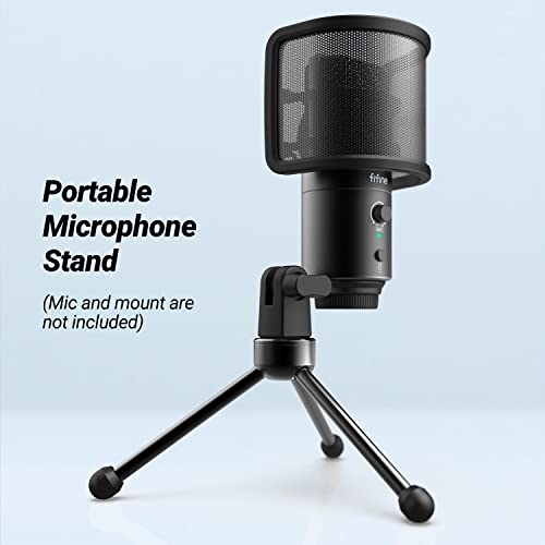 FIFINE DP1 Foldable Desktop Tripod Microphone Stand for Gaming Podcasting | Sturdy Metal Construction with Non-slip Rubber Feet