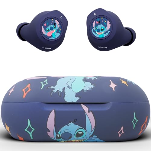 Disney Lilo and Stitch Bluetooth Earbuds w/Charging Case- Wireless Headphones w/Built-in Mic+ Up to 30 Hrs Playtime- Lilo and Stitch Gifts for Girls,Boys,Women,Men,All Fans of Lilo and Stitch Stuff - color: Stitch Lick