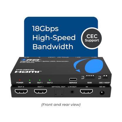 OREI 1x2 HDMI™ Splitter 4K@60Hz Audio Extract, CEC, Downscaler, HDCP 2.3 | OREI 1x2 HDMI Splitter 4K@60Hz Audio Extract With CEC, Downscaler, HDCP 2.3 - style: 1 x 2 HDMI Splitter