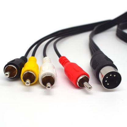 5Ft 5Pin MIDI DIN Male to 4 RCA Phono Audio Cord for TV PC Computer | 5 Pin Male DIN to 4 RCA Male, Audio Video Cord, 4 RCA Connectors, AV Cable for PC, Gaming Console, Home Theater