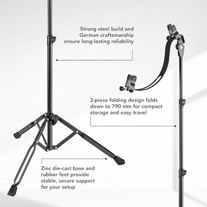 K&M Konig & Meyer 14760.000.55 Performer Electric Guitar Stand - Heavy Duty 2-way Height Adjustment - Felt-lined Instrument Support Arm Folding Guitar Stand Design - For Adult / Young Musicians