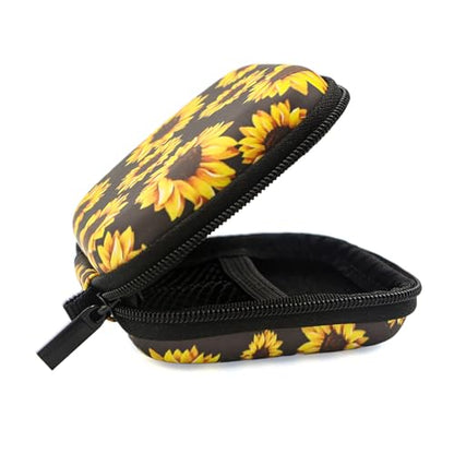 Earbud Case,Headphone Organizer Earbud Storage Bag, Hard EVA Shockproof Cover Carrying Case with Carabiner Clip Compatible with AirPods 5 4 AirPods Pro 2nd /3/2/1 Bose Galaxy (Sunflower) - color: Sunflower