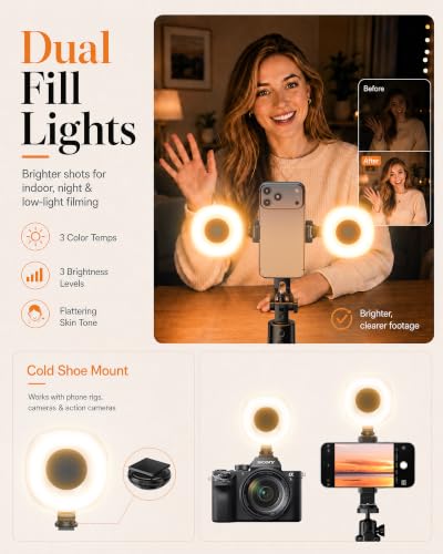 UBeesize 71" Vlogging Kit, Face Tracking Tripod, Desk Stand, Mics & Light - size: 71in