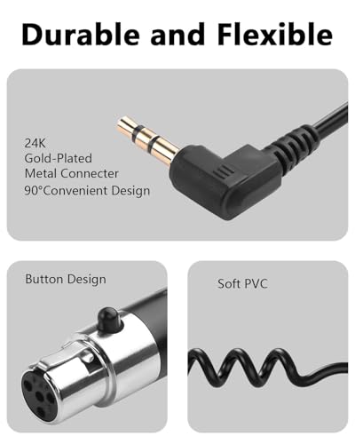 CERRXIAN 3.5mm to Mini XLR Stereo Audio Coiled Cable 90° 1/8" TRS Jack to 4 Pin Mini XLR Female Stereo Adapter Connector for Digital Camera, Microphone, Audio Mixer, Cell Phone, Laptop, Speaker 1.64Ft - size: 3.5MM TRS Male to 4 Pin Mini XLR Female