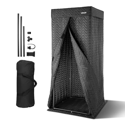 VEVOR Portable Vocal Booth 6.56 ft Height Echo-Free Recording Studio Booth | Thickened Soundproofing, Home Studio/Sound Isolation, with Travel Bag, Mobile Tablet Stand, for Vocals, Podcasts, Voiceovers - size: Vocal Booth