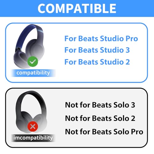 Adhiper Silicone Sweat Headband Cover for Beats Studio Pro & Studio 3 Headphones, Silicone Cover Headphone Cover Accessories for Beats Studio Pro, Studio 3 Headband, Washable & Sweatproof - Blue - color: Blue