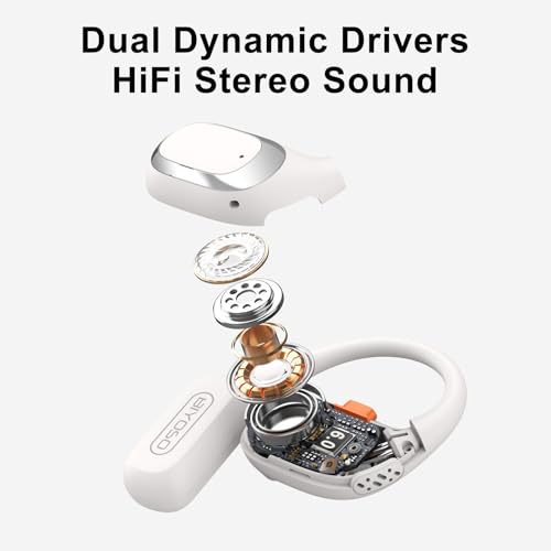 X52 Open Ear Headphones, Bluetooth 6.0 | Wireless Earbuds with Earhooks, Anti-Accidental Touch, LED Display, 30H Playtime, Sport Headphones for Running Workout, White - color: White