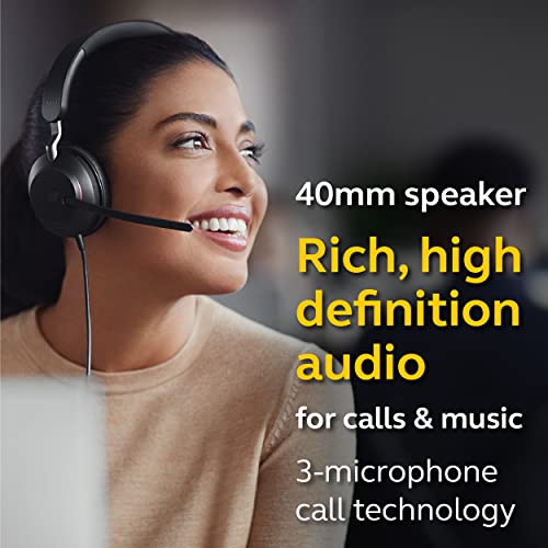 Jabra Evolve2 40 UC Wired Headphones, USB-C, Mono, Black – Telework Headset for Calls and Music, Enhanced All-Day Comfort, Passive Noise Cancelling Headphones, UC-Optimized with USB-C Connection - size: Unified Communications, style: Mono (USB-C)