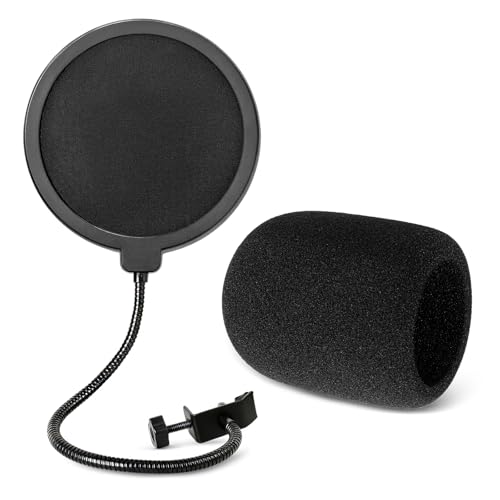 Foam & Dual-Layer Mesh Pop Filters Combo for Audio-Technica AT-2020 AT-2035 AT-2040 AT-2050 ATR2500 ATR2500X AT-4040 Microphones
