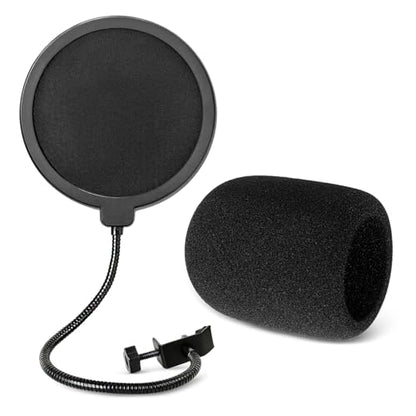Foam & Dual-Layer Mesh Pop Filters Combo for Audio-Technica AT-2020 AT-2035 AT-2040 AT-2050 ATR2500 ATR2500X AT-4040 Microphones