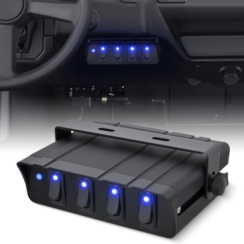 Nilight 4 Gang Rocker Switch Box Waterproof 40Amp Max | SPST Toggle Panel Blue LED 12V 24V 20A for Automotive Cars Vehicles Boats RVs Campers SUVs - color: Blue 4 Gang Switch Box