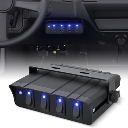 Nilight 4 Gang Rocker Switch Box Waterproof 40Amp Max | SPST Toggle Panel Blue LED 12V 24V 20A for Automotive Cars Vehicles Boats RVs Campers SUVs - color: Blue 4 Gang Switch Box