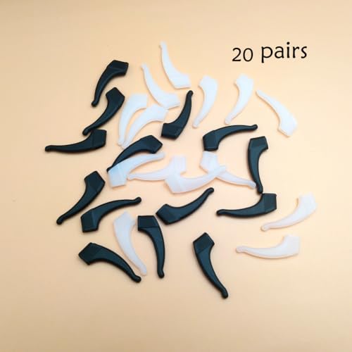 YINGFENG 22 Pairs Anti-slip Eyeglass Ear Grips Hook with Box, Kids and Adults Sport Eyeglass Strap Holder, Eyewear Retainer, Silicone Ear Hook - for Glasses Reading Glasses Retainers(11Black 11White) - color: Black White