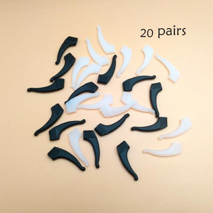 YINGFENG 22 Pairs Anti-slip Eyeglass Ear Grips Hook with Box, Kids and Adults Sport Eyeglass Strap Holder, Eyewear Retainer, Silicone Ear Hook - for Glasses Reading Glasses Retainers(11Black 11White) - color: Black White