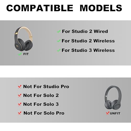 Studio 3 Headband Replacement - Durable & Comfortable Cushion, Compatible with Studio 3 Wireless(A1914) & Studio 2 Wired/Wireless (B0500/B0501) Headphones (Studio 3-Shadow Gray) - color: Studio 3-Shadow Gray