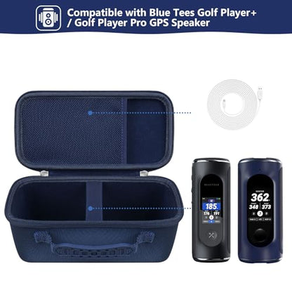 Carrying Case for Blue Tees Golf Player+, Player Pro GPS Speaker | Hard EVA Shell, Shockproof, Water Resistant, Scratch Resistant, Mesh Pocket for Charging Cable & Accessories, Blue - color: Blue