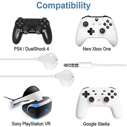GEEKRIA 3.5mm Gaming Earbuds with Mic & Volume Control, Wired Stereo in-Ear Headphones Compatible with PS4, Xbox One Controller, PC, Laptop, Smartphone - color: White