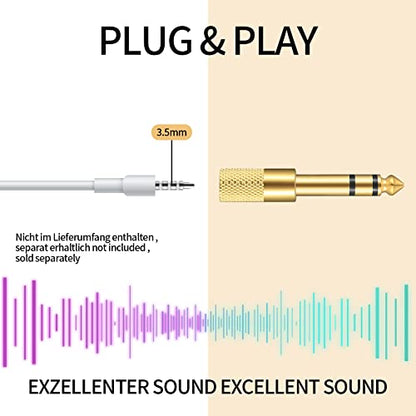 4 Pcs 6.35mm (1/4 inch) Male to 3.5mm (1/8 inch) Female Stereo Headphone Adapters, 3.5mm/1/8'' Female to 6.35mm/1/4'' Male Stereo Audio Adapter Jack Plug for Headphone, Gold Plate