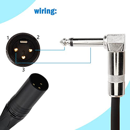 Right Angle 6.35mm Mono to XLR 3 Pin Cable,90 Degree 1/4 Male to XLR Male Interconnect Cable for Soundbox, Microphone, Power Amplifier Etc(50cm)