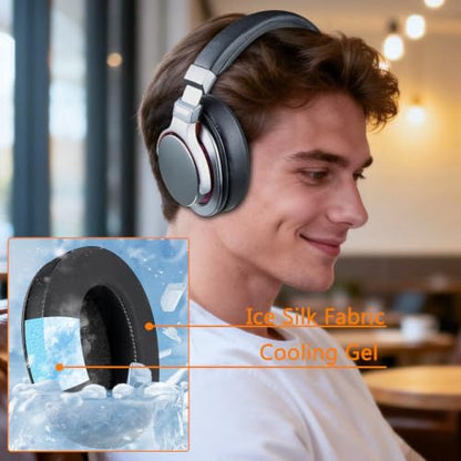 SOULWIT Earpads for ATH M50X/M40X, HyperX Cloud 2/3/Alpha, MDR-7506, Arctis 7/9/5/Nova 7/Pro Wired, G Pro X, Sennheiser HD280, Razer Kaira/Barracuda/Kraken Series, Turtle Beach Stealth,Cooling Gel-B - color: Black
