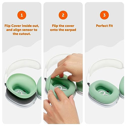 WC SweatZ Max - Patented Silicone Sweat Covers for AirPods Max 1 | Made by Wicked Cushions | (Does Not Fit AirPods Max 2). Sweatproof, Full Earpad Protection | Green - color: Green