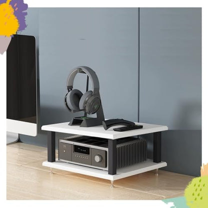 Desktop Audio Rack Stereo Cabinet 2 3 4 Tier AV Media Stand Desktop Amplifier Audio Rack for Home Theater，Office，Gaming Room(White,2-Tier) - color: White, size: 2-Tier