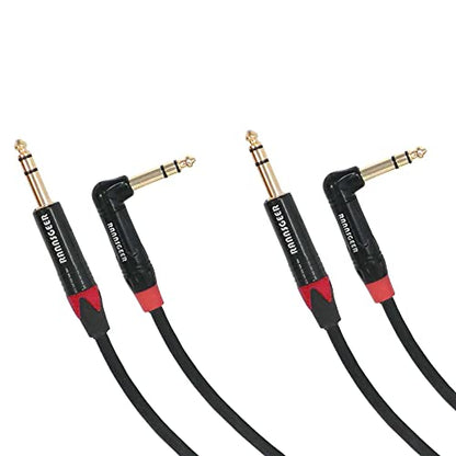 1/4 Inch TRS to 1/4 Inch TRS Right Angle Patch Cable, 6 Ft