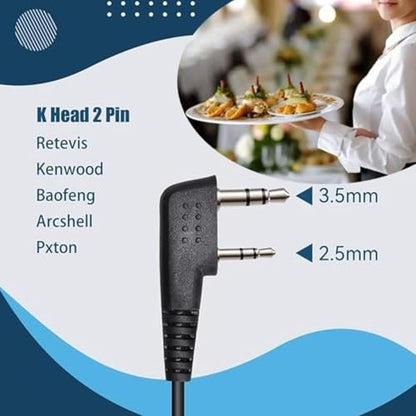 Retevis Surveillance Radio Earpiece, Coiled Cord, for H777/RT22/RT68/RT21 | Compatible with Pxton, Baofeng, Kenwood Walkie Talkie, Security, Police, Walkie Talkie Earpiece with Mic(10 Pack)