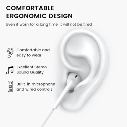 Wired Earbuds with Microphone,Wired Earphones in Ear Headphones HiFi Stereo | 3.5mm Jack in Ear Headphones with Microphone iPhone/Samsung/Android/MP3/MP4/Computer/Laptop,for school,office,gaming,travel - color: White, size: 2 pack