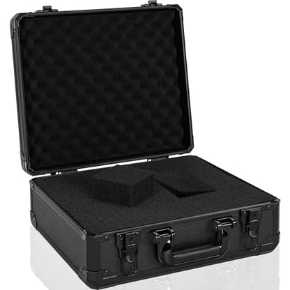 15 Inch Carrying Case with Customizable Pre-Diced Foam | Aluminum Case, Aluminum Alloy Sturdy Build, Storage Case for Microphone, Equipment, Camera, Tools, Recorder, etc - size: 15x13x6 Inch