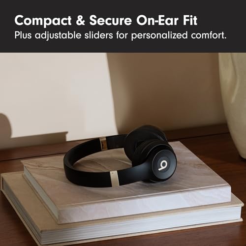 Beats Solo 4 - Wireless On-Ear Bluetooth Headphones, Up to 50-Hour Battery Life, Ultra-Lightweight Comfort, Powerful and Balanced Sound, Apple & Android Compatible - Black & Gold - color: Black & Gold, style: Standalone